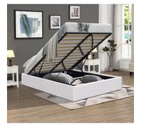 Lit 120x190 Coffre Dehoussable avec Pieds pour Matelas - 12 Lattes - Montage Rapide et Facile - Revêtement PVC Simili Facile Entretien - Design Moderne et Fonctionnel - LIT CELIA BLANC