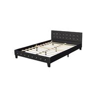 Lit 120x190 - Tête de Lit Capitonnée Blanc - Pieds de 10 cm - 13 Lattes - Revêtement PVC Simili - Montage Rapide - Confort Optimal - Design Elégant -