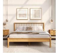 IDIMEX Lit 140 x 190 avec sommier APOANA en Bois Massif Coloris chêne, Cadre Robuste avec tête de lit à barreaux, lit Adulte Double pour Chambre Confortable et Moderne, Structure Stable