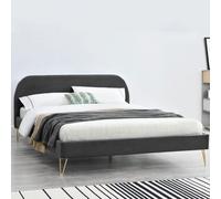 Phoenix lit 140 x 190 cm en velours et laiton gris