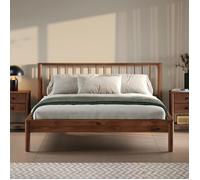 Idimex Lit APOANA 140x200 en bois massif avec sommier, cadre robuste, tête à barreaux – châtaignier