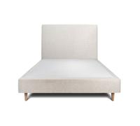 Lit 140x190cm - SOMMEIL DE PLOMB - Tête de lit tapissier - Beige - 2 places - Sommier inclus