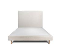 Lit 140x200cm - SOMMEIL DE PLOMB - Tête de lit tapissier - Sommier tapissier - Hauteur totale 29cm - Beige clair