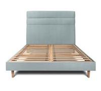 Lit 150x200cm avec tête de lit lignes velours et sommier kit Gris bleuté - Hauteur totale : 29cm Gris bleuté G