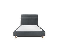 Lit 150x200cm avec tête de lit lignes velours et sommier tapissier gris anthracite - Hauteur totale : 35cm
