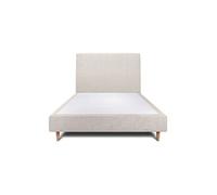 Lit 150x200cm avec tête de lit tapissier tissu et sommier tapissier Beige clair - Hauteur totale : 35cm