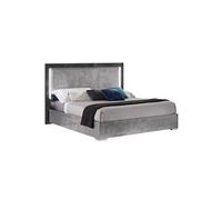 Lit 160 x 200 cm en pierre sans sommier pour 2 personnes de couleur gris
