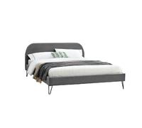 Phoenix lit 160 x 200 cm en velours gris et pieds noirs
