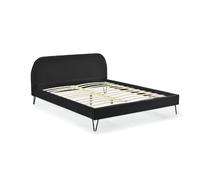 Concept Usine Lit Phoenix 160 x 200 cm velours noir pieds noirs