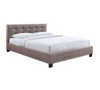 Lit 2 places 160x200 cm en tissu camel capitonné MARQUISE