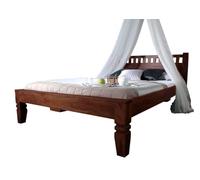 Lit 160x200 - Bois massif d'acacia laqué (Nougat) - Style colonial - OXFORD #229