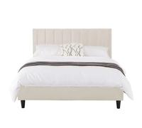 Lit 160x200 cm en velours beige CAMBRIDGE