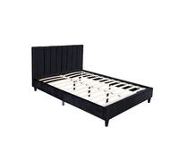 Lit 160x200 cm en velours noir CAMBRIDGE
