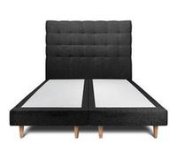 Lit 160x200cm avec tête de lit capitonnée bouclette et double sommier tapissier noir - Hauteur totale : 29cm Noir G