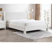 Lit 180 x 200 cm - Tissu bouclette - Blanc - CONOMO