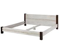 Lit 180x200cm - Bois Massif de manguier ciré (Blanc Antique) - Style Campagne Chic - Castle Antik #401