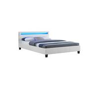 Lit 2 places 140x190 sommier tete de lit - sommier a lattes blanc