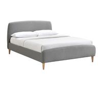 Lit 2 places 140x200 cm en tissu gris NIELS