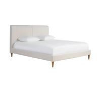 Lit 2 places 160x200 cm en tissu beige et bois clair SALOME