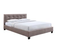 Lit 2 places 160x200 cm en tissu camel capitonné MARQUISE