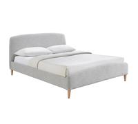 Lit 2 places 160x200 cm en tissu gris clair NIELS