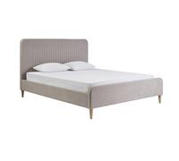 Lit 2 places 160x200 en tissu texturé taupe LINDSAY