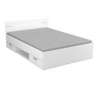 Lit 2 places avec rangements en bois coloris blanc mat - 144 5 x 74 2 x 204 3 cm