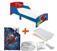 Lit 2 places bebegavroche 70x140 en panneaux de particules housse de couette matelas oreiller sommier tete de lit - sommier a lattes bleu Bleu