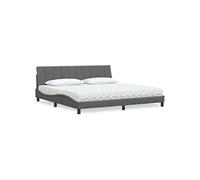 Lit 2 places GENERIQUE 200x200 en metal matelas oreiller sommier tete de lit - sommier a ressorts gris. gris fonce