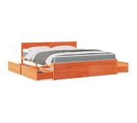 Lit 2 places - Maison Exclusive - 180 x 200 cm - Pin massif cire marron - Matelas à ressorts ensachés
