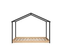 Lit 200 x 90 x 164 cm en bois cadre a lattes de couleur gris