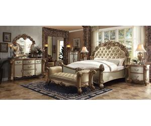 Lit 2x table de nuit 3pcs Ensemble chambre à coucher classique de luxe Baroque Rococo lits