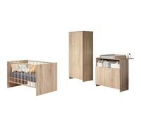 Lit 70 x 140 cm + table à langer avec 2 tiroirs + armoire à 2 portes –Reproduction chêne naturel