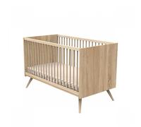 Sauthon - Lit bébé évolutif Seventies - en bois marron - 70 x 140 cm