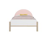 Lit 90cm x 190cm avec éclairage led et tête de lit rose en mélaminé