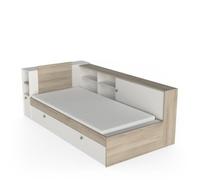 Demeyere Lit enfant LIFE 1 place – 90x190/200, rangements – Chêne et blanc – Fabriqué en France