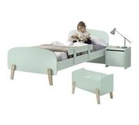 Lit 90x200cm avec Barrière + Chevet + Coffre - BODHI MINT - ALTOBUY Vert G