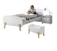 Lit 90x200cm avec Barrière + Chevet + Coffre - BODHI WHITE - ALTOBUY Blanc G