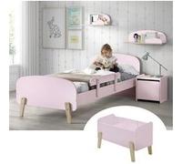 Lit 90x200cm avec Barrière + Chevet + Coffre + Etagères - BODHI PINK - ALTOBUY Rose G