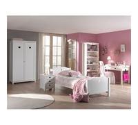 Lit 90x200cm avec Sommier + Chevet + Armoire 2P + Pack Bureau - MILADY - ALTOBUY Blanc G