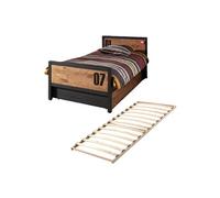 Lit 90x200cm avec Tiroir en Pin Massif et Sommier - TCHAD -