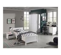 Lit 90x200cm + Chevet + Armoire 3 Portes + Bureau - GASTON - ALTOBUY Blanc G
