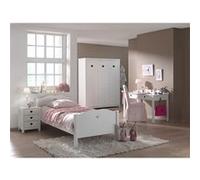 Lit 90x200cm + Chevet + Armoire 3 Portes + Bureau - MILADY - ALTOBUY Blanc G