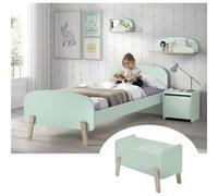 Lit 90x200cm + Chevet + Coffre + Etagères - BODHI MINT - ALTOBUY Vert G