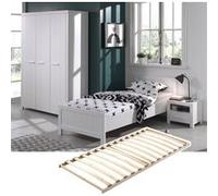 Lit 90x200cm + Sommier + Chevet + Armoire 3P - GASTON -
