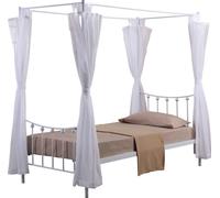Lit à baldaquin 90 x 200 cm en métal, collection AMORE, coloris blanc – 208 x 190 x 96 cm