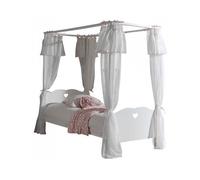 Vipack Lit simple à baldaquin Amori Bois laqué blanc 90x200 cm