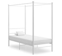 Lit à baldaquin Blanc Métal 90x200 cm - VIDAXL - MODE-DESGIN - A lattes - Pour 1 personne
