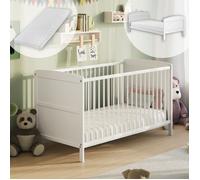 Lit à barreaux bébé 60x120 cm- Convertible en lit simple de la naissance jusqu’à 3 ans - Lit évolutif - Matelas INCLUS - Blanc