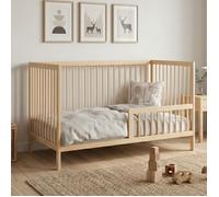 Lit bébé Kids Collective, lit à barreaux avec barrière de sécurité, 60 x 120 cm et 70 x 140 cm, en hêtre massif, fabriqué en Europe, 60 x 120 cm, couleur naturelle
